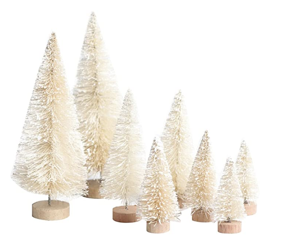 These cream bottle brush trees are super easy to decorate with. I have seen these trees everywhere, but this is the best price that I have seen. For only $4.99 you get eight trees, plus there is a coupon to save even more. Neutral!!