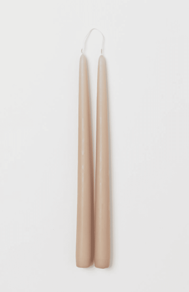 These tapered Neutral candlesticks are from H&M! Are you surprised that H&M has home decor? You learn something new every day. These candlesticks are only $2.99 and come in a few neutral colors.