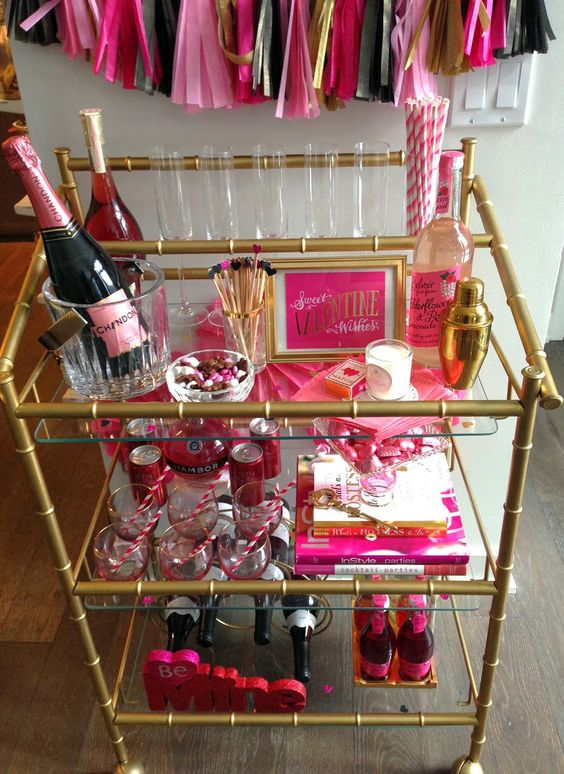 Valentine's Day bar cart