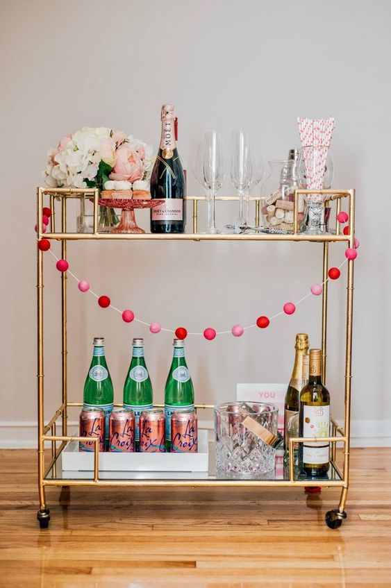 Valentine's Day bar cart