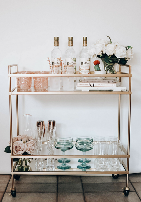 Valentine's Day bar cart
