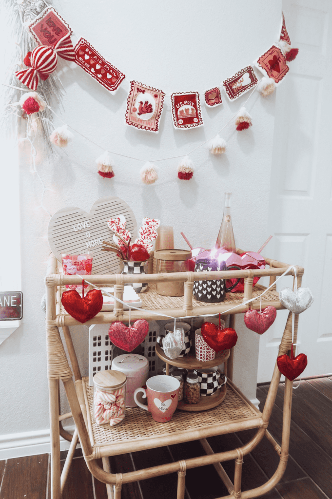 Valentine's Day bar cart