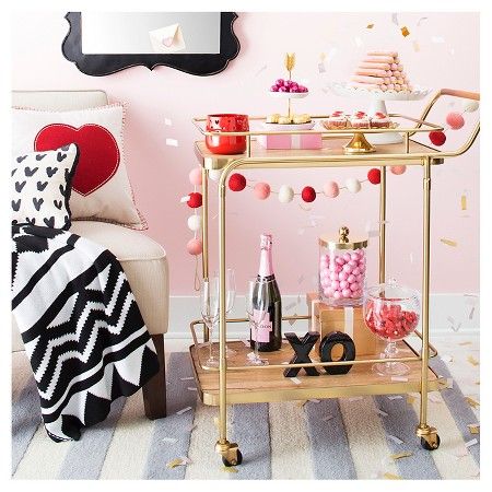 Valentine's Day bar cart
