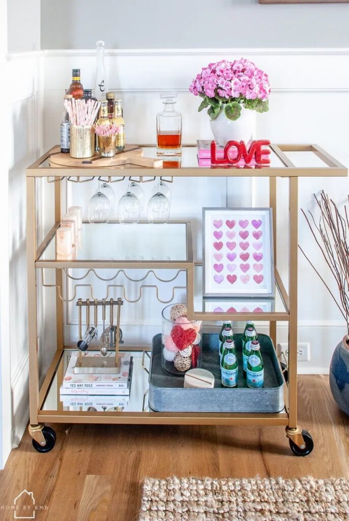 Valentine's Day bar cart