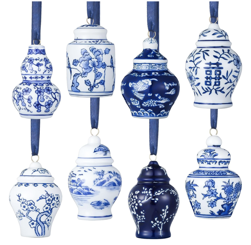 blue and white Christmas tree