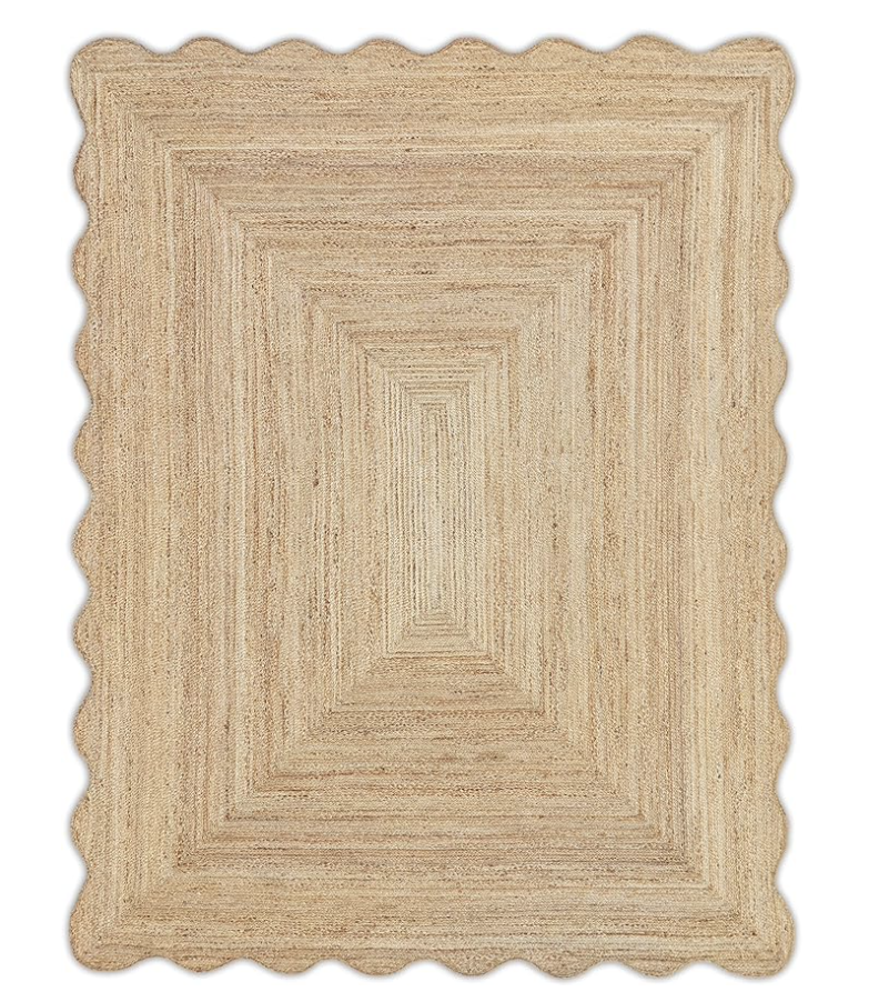 Scalloped Natural Jute Rug cozy beach cottage