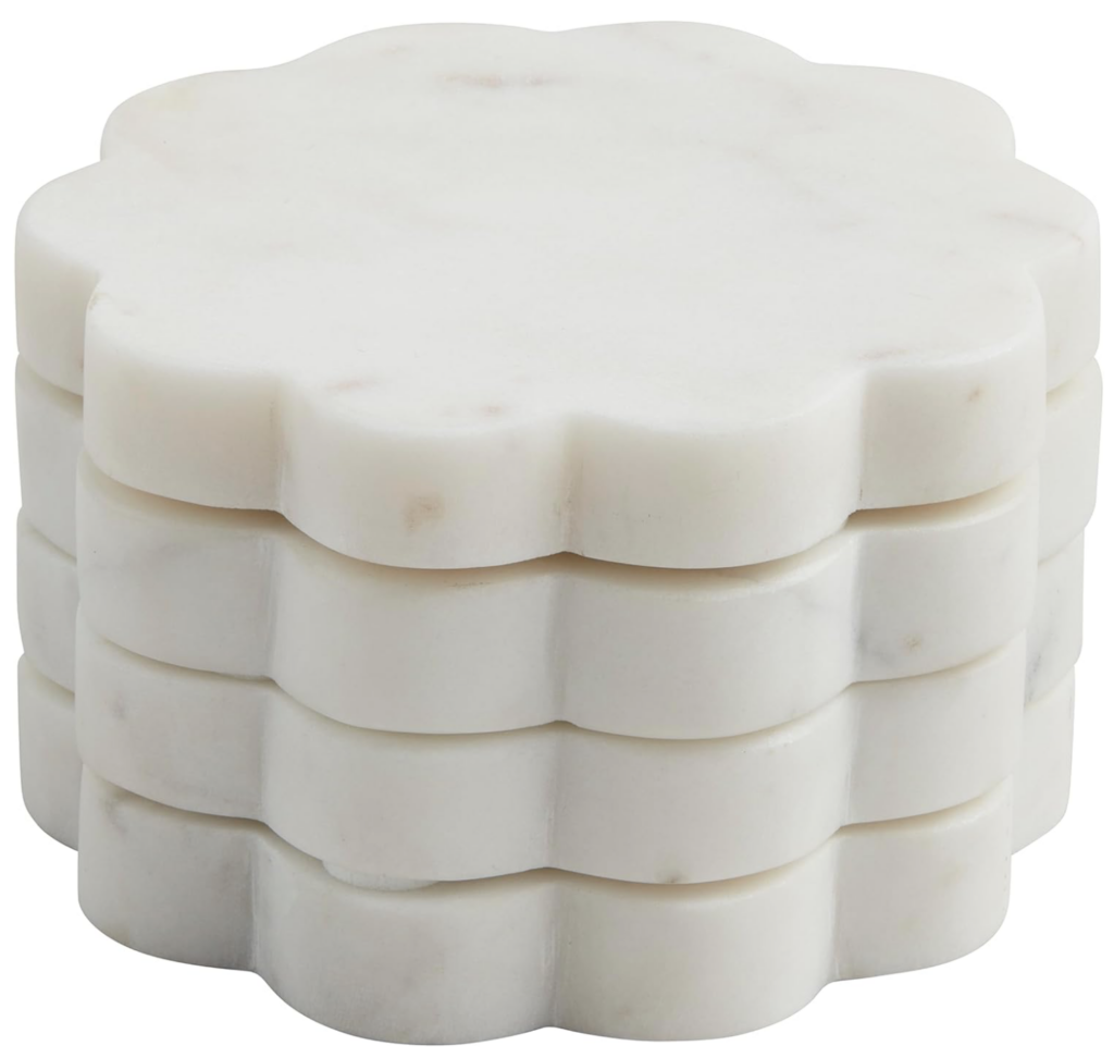 Mud Pie Scallop Marble Coaster Set - 6. Mud Pie Scallop Marble Coaster Set