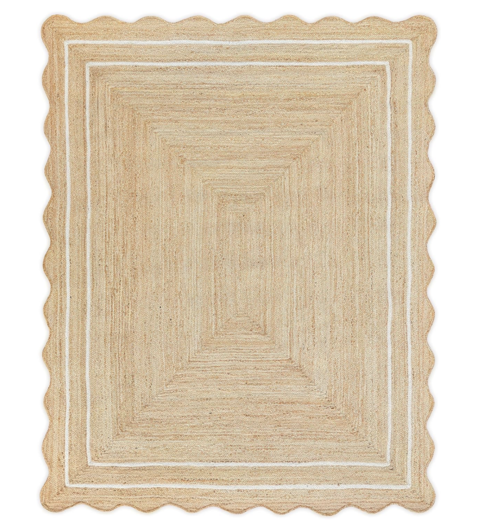 Wave Scalloped Natural Jute Rug